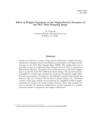 Effect of Wiggler insertions on the single-particle dynamics of the NLC main damping rings