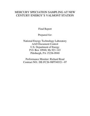 MERCURY SPECIATION SAMPLING AT NEW CENTURY ENERGY'S VALMONT STATION