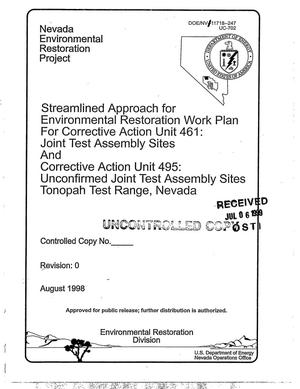 Streamlined Approach for Environmental Restoration Work Plan for Corrective Action Unit 461: Joint Test Assembly Sites and Corrective Action Unit 495: Unconfirmed Joint Test Assembly Sites Tonopah Test Range, Nevada
