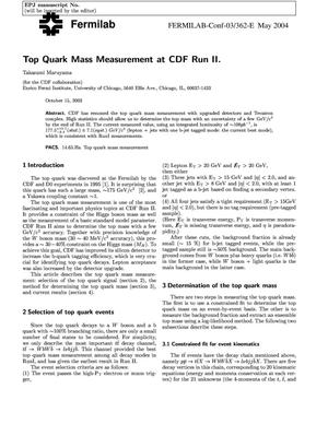Top quark mass measurement at CDF Run-II