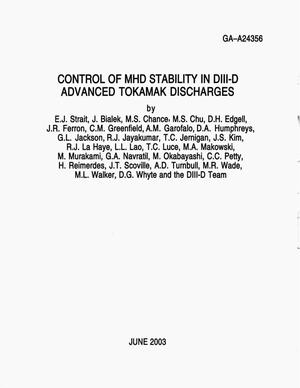 CONTROL OF MHD STABILITY IN DIII-D ADVANCED TOKAMAK DISCHARGES