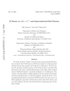 M Theory on AdSp x 511-p and superconformal field theories