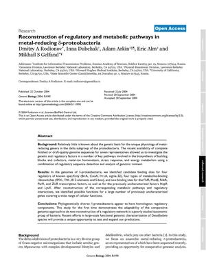 Reconstruction Of Regulatory And Metabolic Pathways InMetal-Reducing delta-Proteobacteria