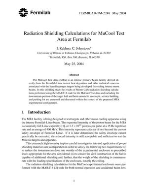 Radiation shielding calculations for MuCool test area at Fermilab