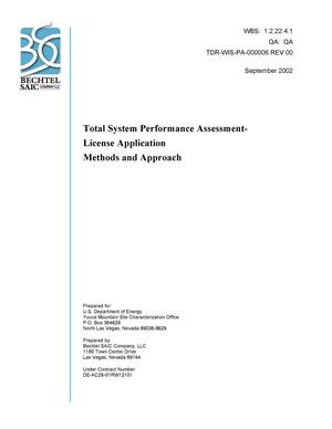 Total System Performance Assessment-License Application Methods and Approach