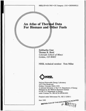 An atlas of thermal data for biomass and other fuels