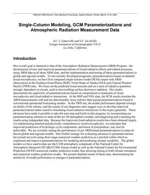 Single-Column Modeling, GCM Parameterizations and Atmospheric Radiation Measurement Data