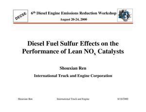 Diesel Fuel Sulfur Effects on the Performance of Lean NOx Catalysts