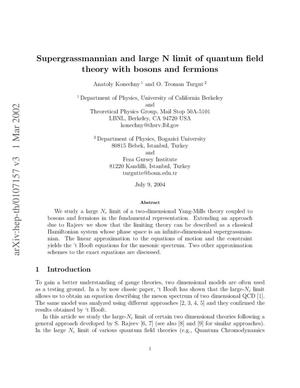 Supergrassmannian and large N limit of quantum field theory with bosons and fermions