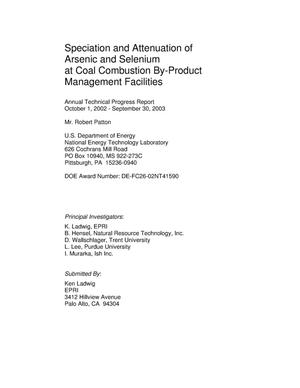 Speciation and Attenuation of Arsenic and Selenium at Coal Combustion By-Product Management Facilities