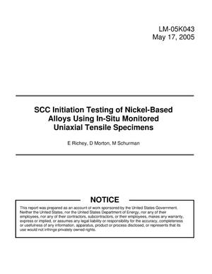 SCC Initiation Testing of Nickel-Based Alloys Using In-Situ Monitored Uniaxial Tensile Specimens