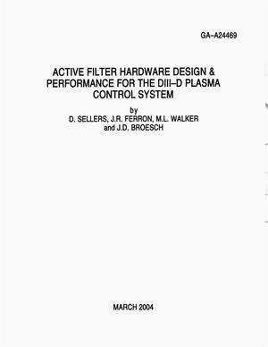 Active Filter Hardware Design & Performance for the DIII-D Plasma Control System