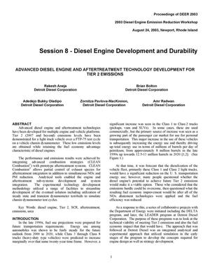Advanced Diesel Engine and Aftertreatment Technology Development for Tier 2 Emissions