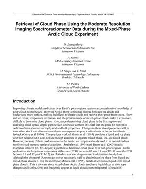 Retrieval of Cloud Phase Using the Moderate Resolution Imaging Spectroradiometer Data during the Mixed-Phase Arctic Cloud Experiment