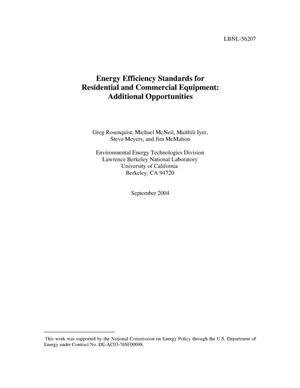 Energy efficiency standards for residential and commercial equipment: Additional opportunities