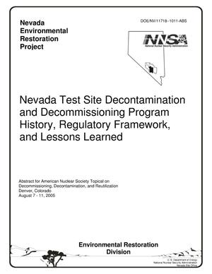 Nevada Test Site Decontamination and Decommissioning Program History, Regulatory Framework, and Lessons Learned