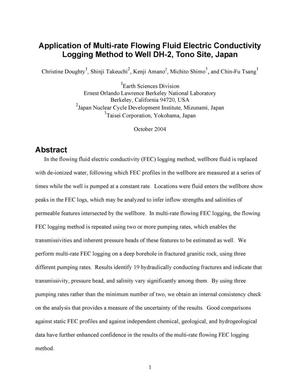 Application of Multi-rate Flowing Fluid Electric ConductivityLogging Method to Well DH-2, Tono Site, Japan