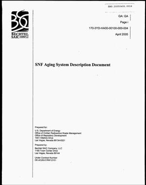 Primary view of object titled 'SNF AGING SYSTEM DESCRIPTION DOCUMENT'.