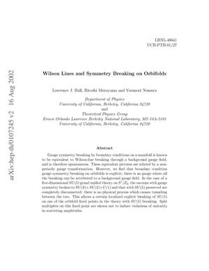 Wilson lines and symmetry breaking on orbifolds