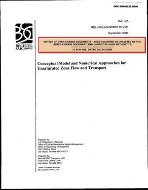 Conceptual Model and Numerical Approaches for Unsaturated Zone Flow and Transport