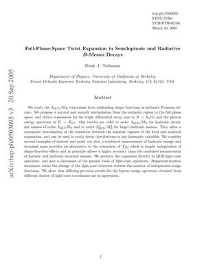 Full-Phase-Space Twist Expansion in Semileptonic and RadiativeB-Meson Decays