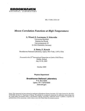 Meson Correlation Functions at High Temperatures.