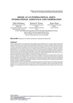 MONJU AS AN INTERNATIONAL ASSET: INTERNATIONAL ASSISTANCE AND COOPERATION