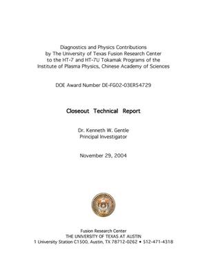 Closeout Technical Report