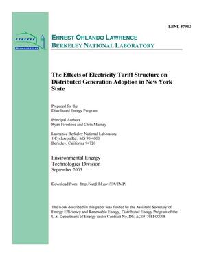The Effects of Electricity Tariff Structure on Distributed Generation Adoption in New York State