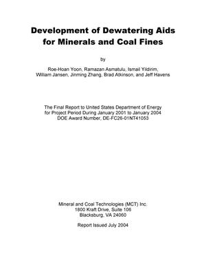 Development of Dewatering Aids for Minerals and Coal Fines