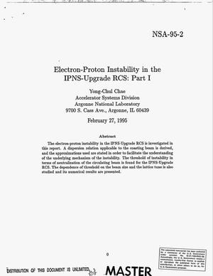 Electron-proton instability in the IPNS-Upgrade RCS: Part I