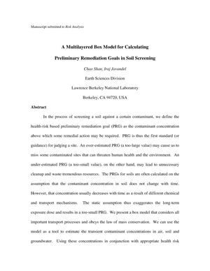 A Multilayered Box Model for Calculating Preliminary RemediationGoals in Soil Screening