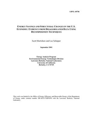Energy savings and structural changes in the U.S. economy: Evidence from disaggregated data using decomposition techniques