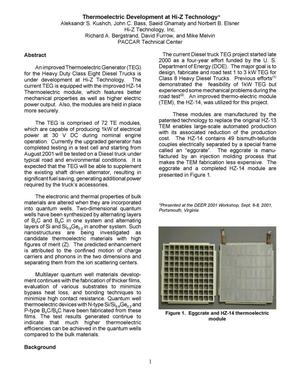 Thermoelectric Development at Hi-Z Technology