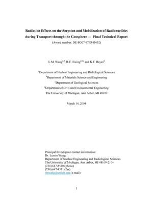 Radiation Effects on the Sorption and Mobilization of Radionuclide during Transport through the Geosphere