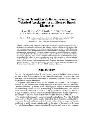 Coherent transition radiation from a laser wakefield accelerator as an electron bunch diagnostic