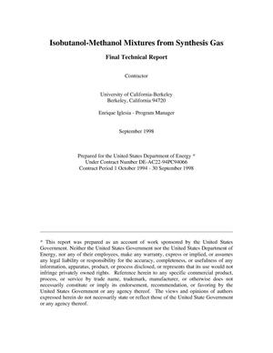ISOBUTANOL-METHANOL MIXTURES FROM SYNTHESIS GAS
