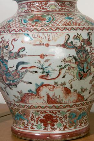Covered Jar (Potiche) Decorated with Horsemen and Dogs