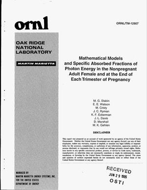 Mathematical models and specific absorbed fractions of photon energy in the nonpregnant adult female and at the end of each trimester of pregnancy