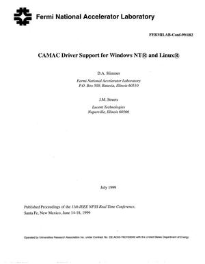 CAMAC Driver Support for Windows NT{trademark} and Lunux{trademark}