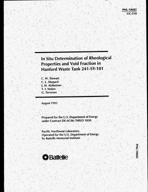 In situ determination of rheological properties and void fraction in Hanford Waste Tank 241-SY-101
