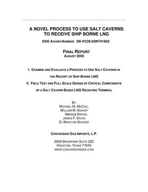 A Novel Process to Use Salt Caverns to Receive Ship Borne LNG: Final Report