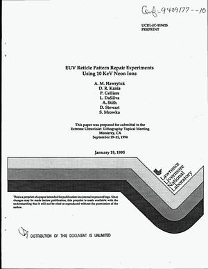 EUV reticle pattern repair experiments using 10 KeV neon ions