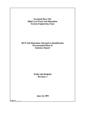 HLW Salt Disposition Alternatives Preconceptual Phase II Summary Report