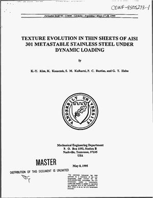 Texture evolution in thin-sheets on AISI 301 metastable stainless steel under dynamic loading