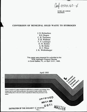 Conversion of municipal solid waste to hydrogen