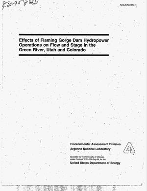 Effects of Flaming Gorge Dam hydropower operations on flow and stage in the Green River, Utah and Colorado