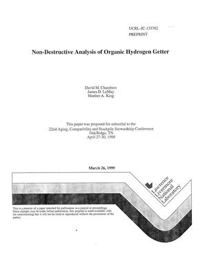 Non-destructive analysis of organic hydrogen getter