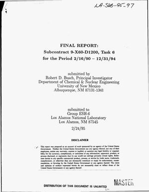 Uranium systems to enhance benchmarks for use in the verification of criticality safety computer models. Final report, February 16, 1990--December 31, 1994