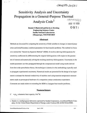 Sensitivity Analysis and Uncertainty Propagation in a General-Purpose Thermal Analysis Code